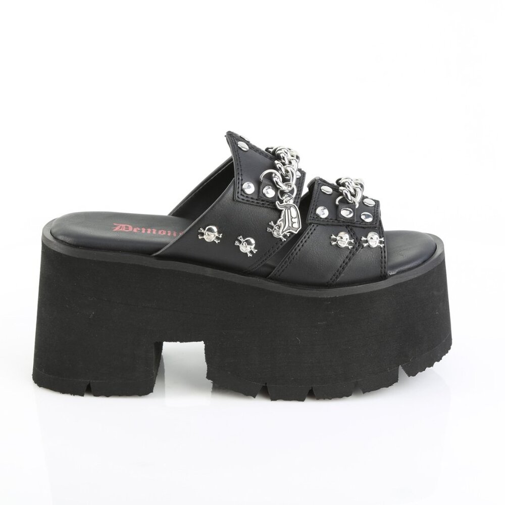 Demonia Ashes-08 Black Platform Sandals - Picture 2 of 5